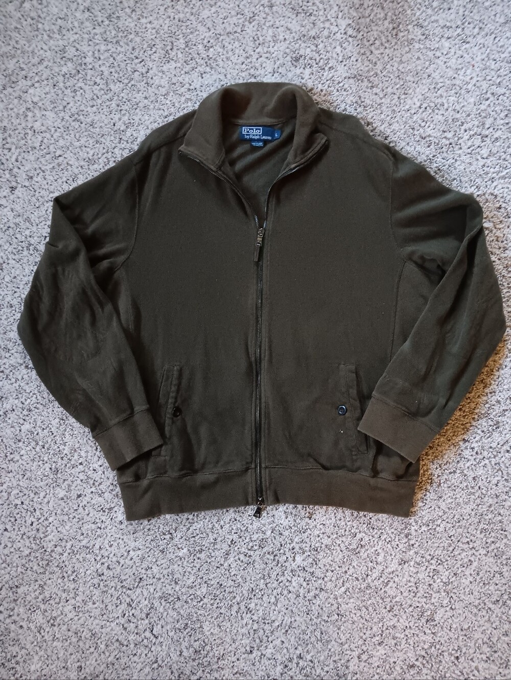 VTG Polo Ralph Lauren Mens Olive Green Zip Up Tactical Collared Large